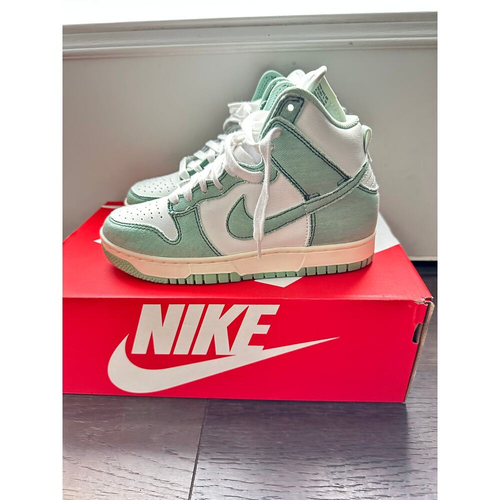 Womens Nike Dunk Hi 1985 Green Denim Size 5.5